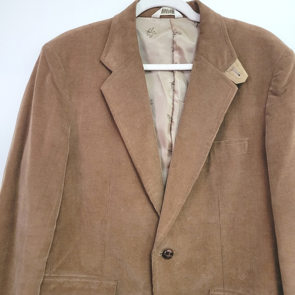 Carl Michaels Mens Tan Corduroy Fitted Blazer size R40 - Picture 3 of 16